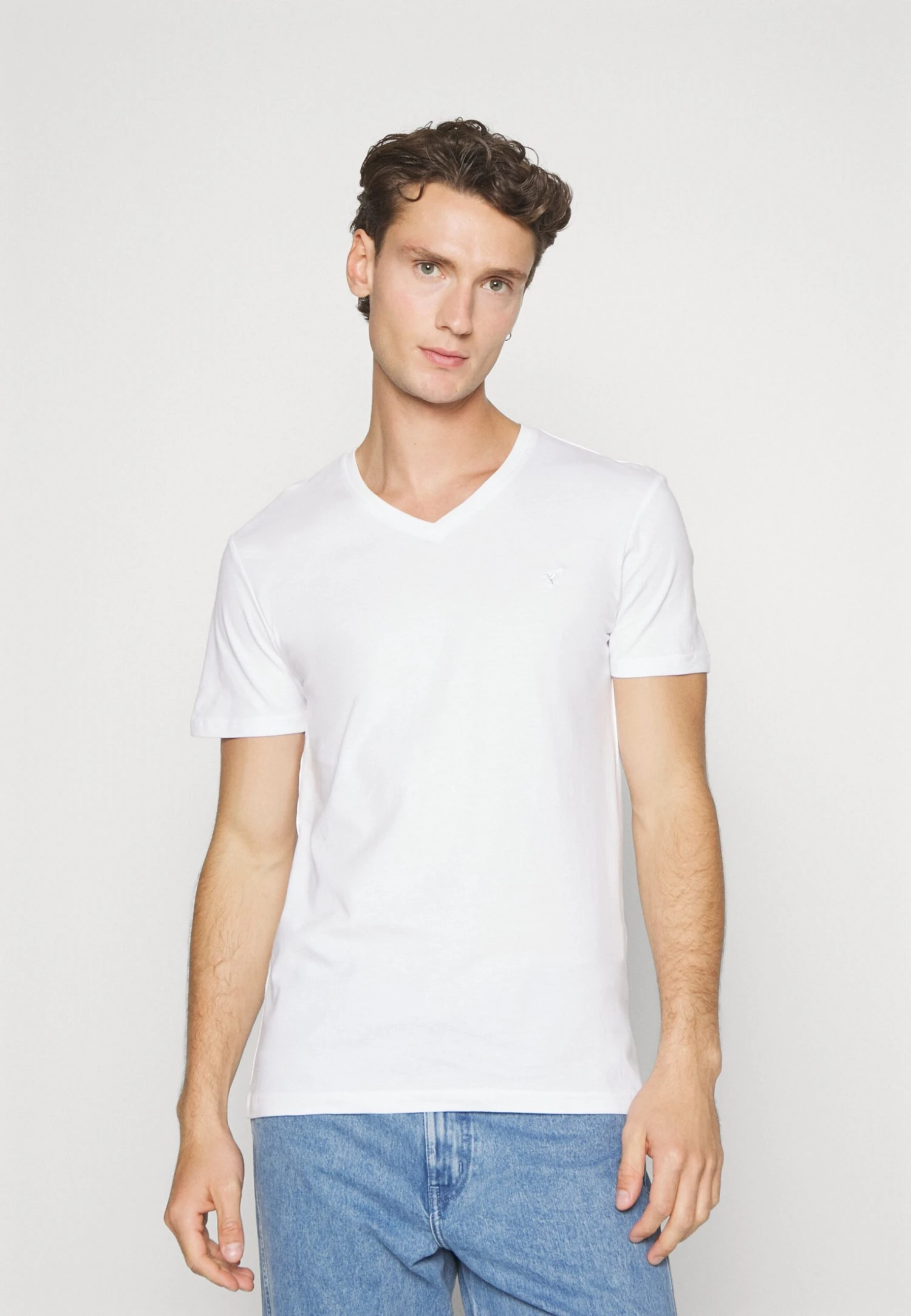 Pier One V Neck Bird Tonal 3 Pack - T-Shirt Basic - Light Brown/White/Dark Blue - Afbeelding 3