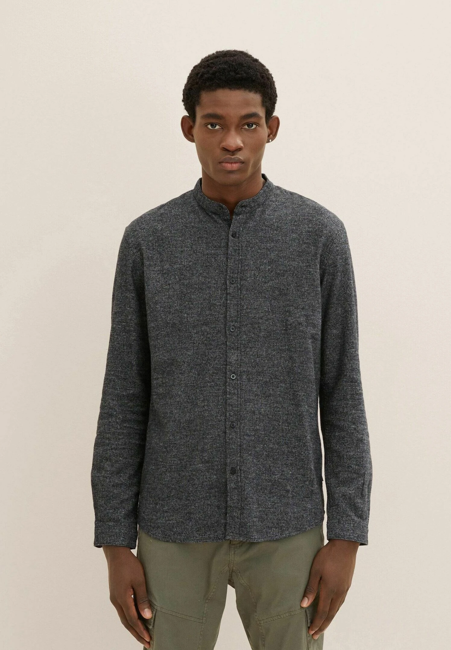 TOM TAILOR Denim Overhemd - Black/Off White Structure