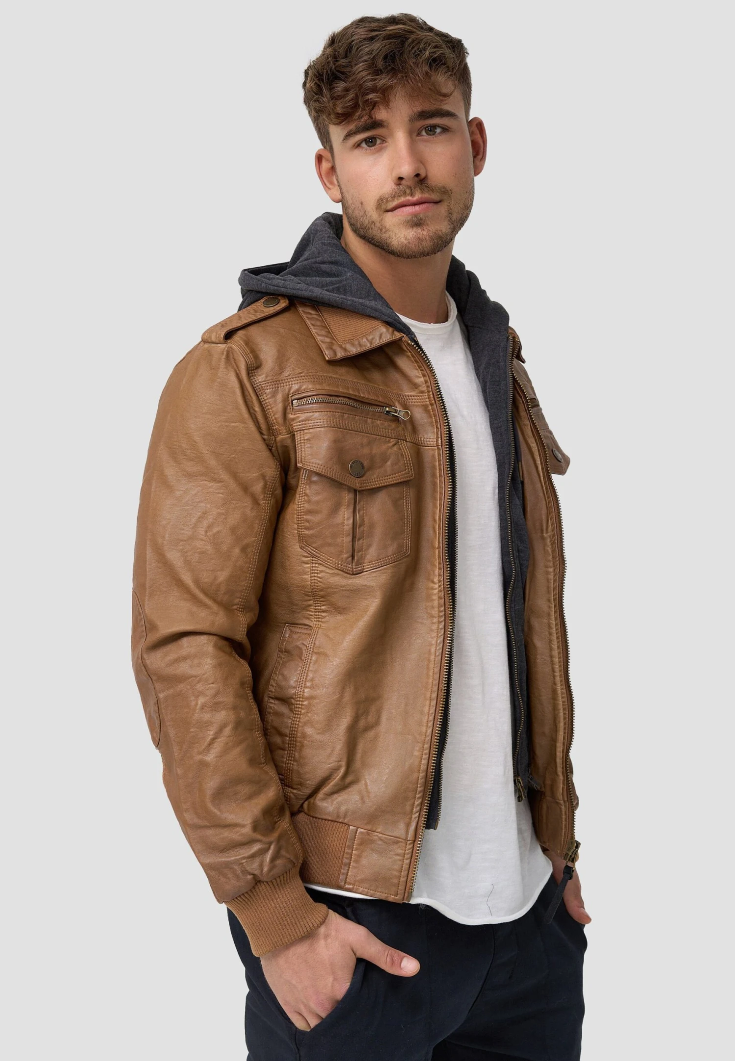 Indicode Jeans Aaron - Imitatieleren Jas - Brown - Afbeelding 4