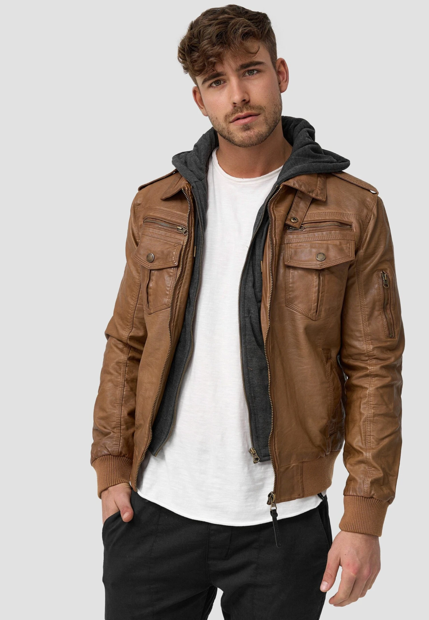 Indicode Jeans Aaron - Imitatieleren Jas - Brown
