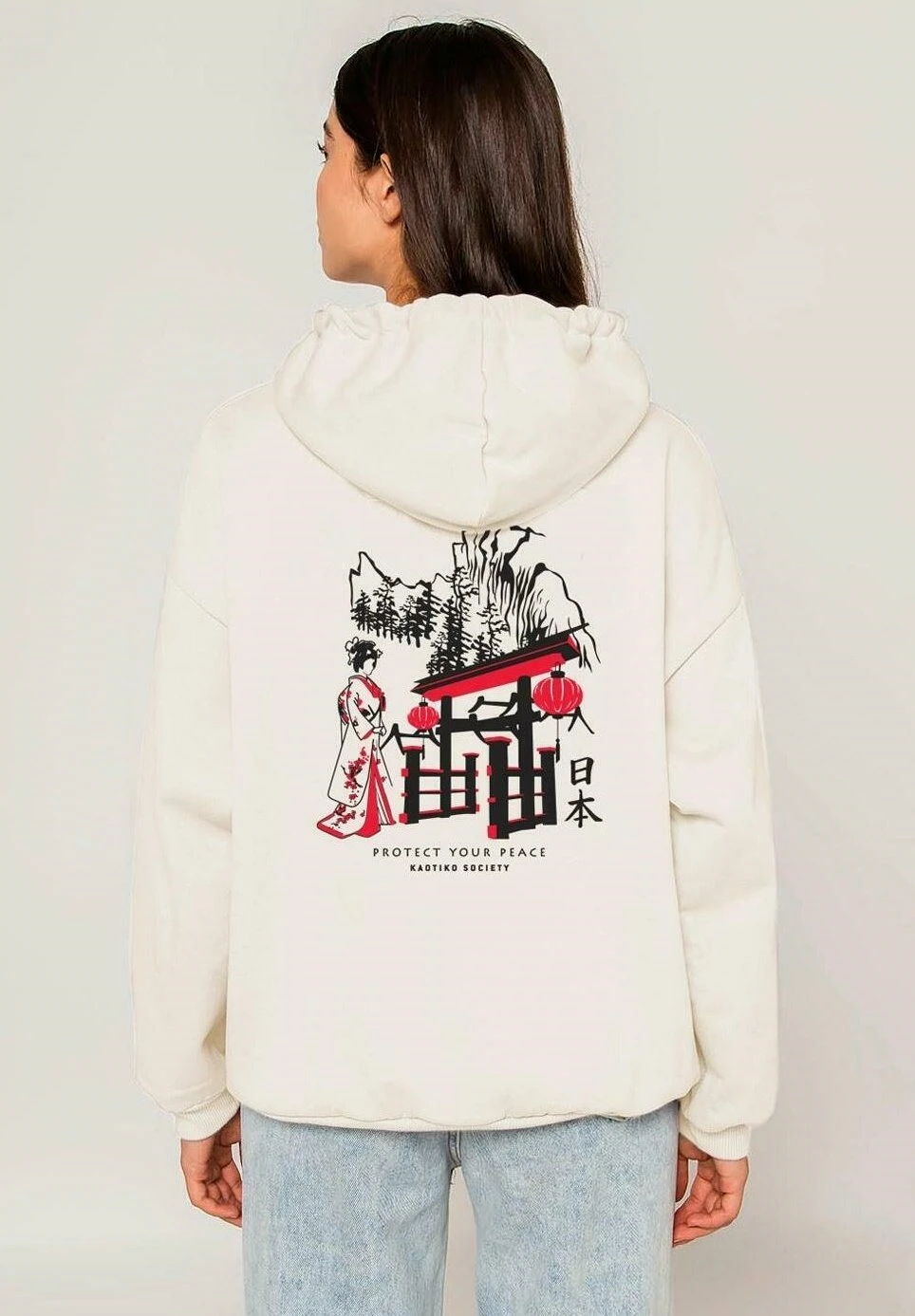 Kaotiko Geisha - Hoodie - Ivory - Afbeelding 4
