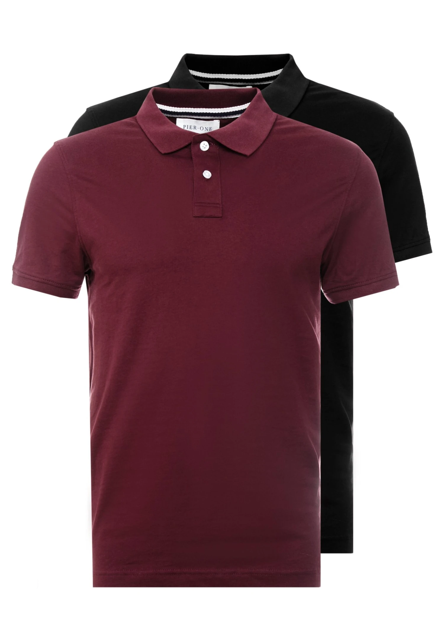 Pier One 2 Pack - Poloshirt - Bordeaux/Black