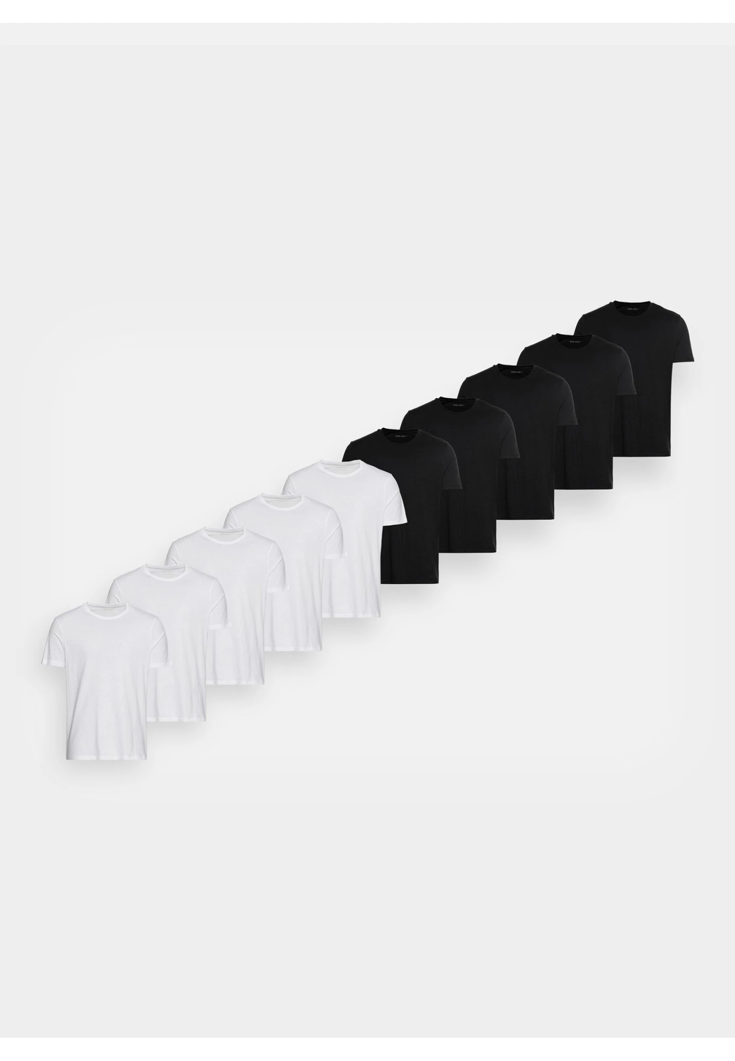 Pier One 10 Pack - T-Shirt Basic - White/Black - Afbeelding 5