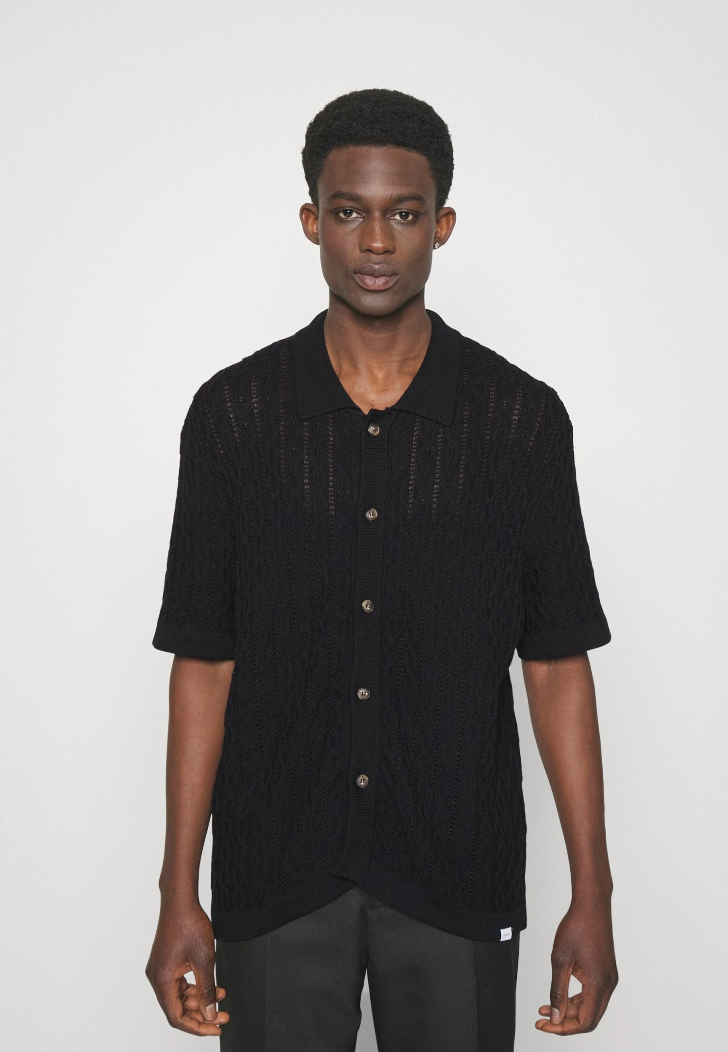Les Deux Garrett Knitted Shirt - Vest - Black