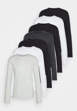 Pier One 7 Pack - Longsleeve - Mottled Light Grey/White/Mottled Dark Grey