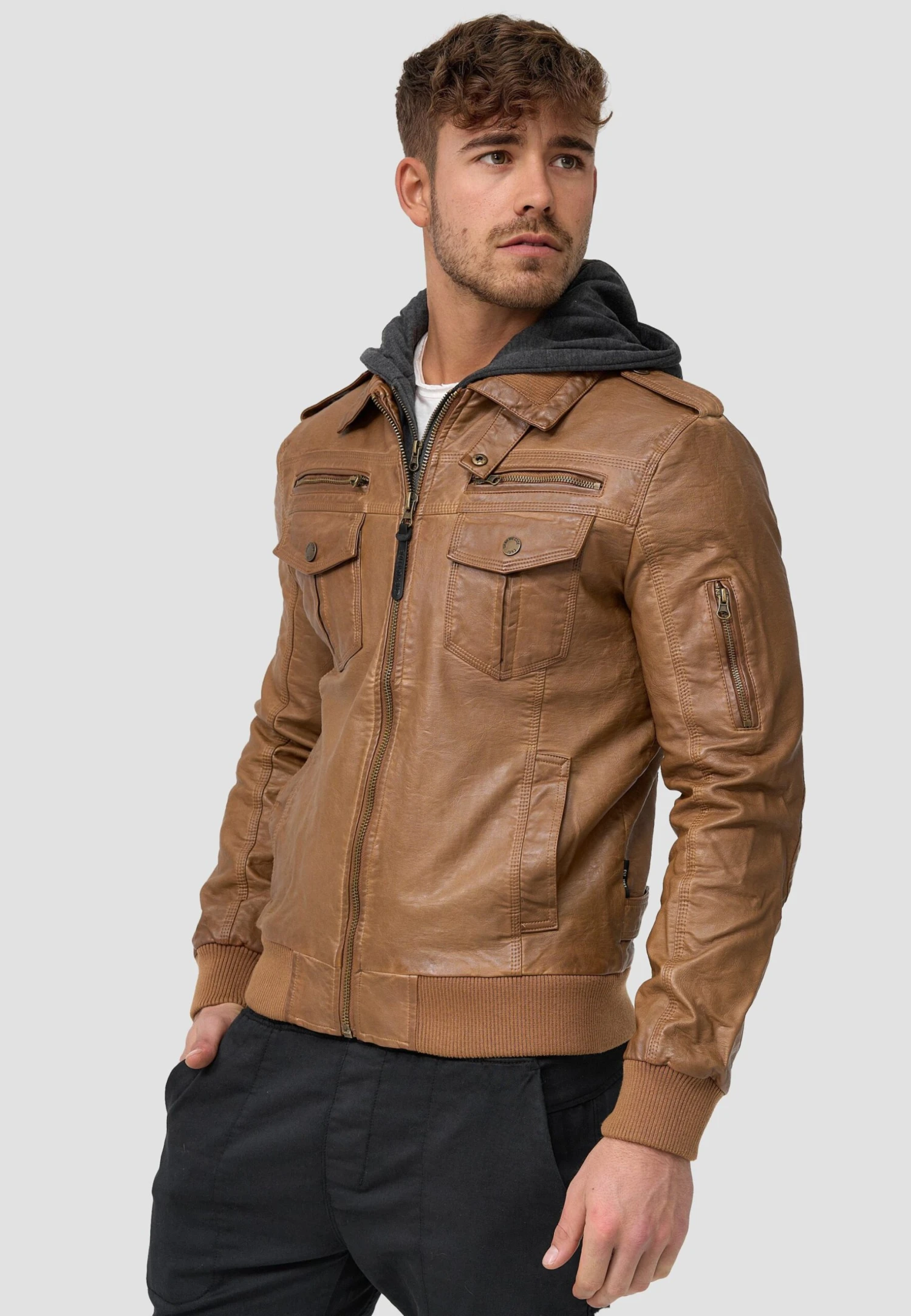 Indicode Jeans Aaron - Imitatieleren Jas - Brown - Afbeelding 5