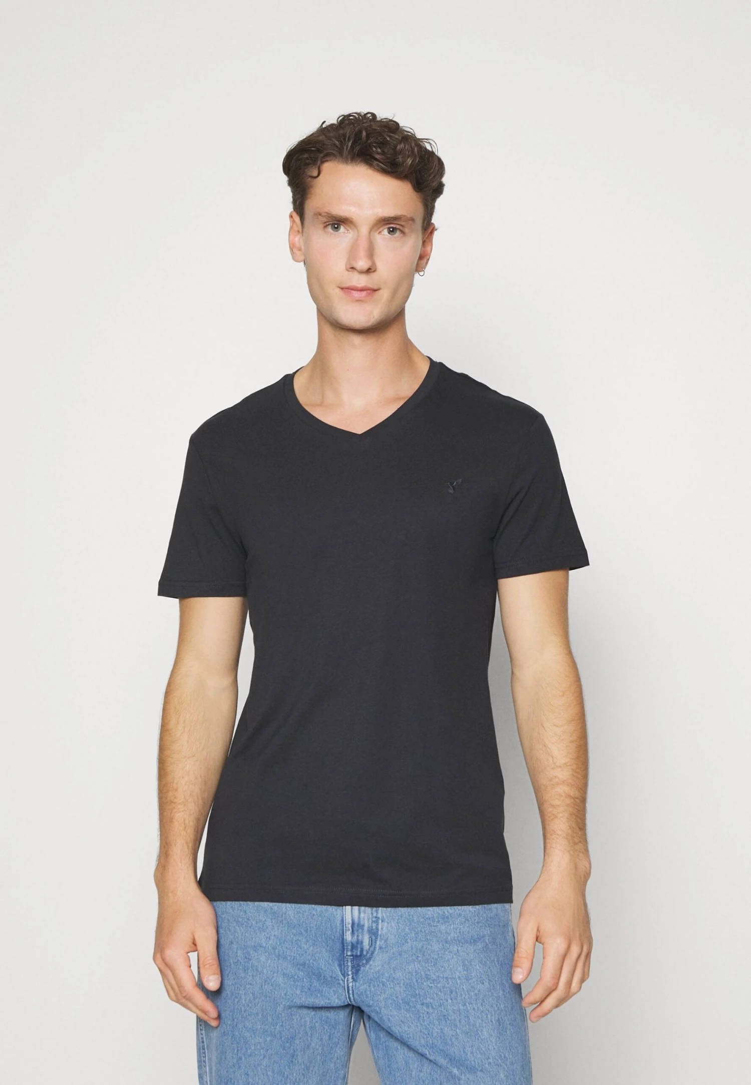 Pier One V Neck Bird Tonal 3 Pack - T-Shirt Basic - Light Brown/White/Dark Blue - Afbeelding 4