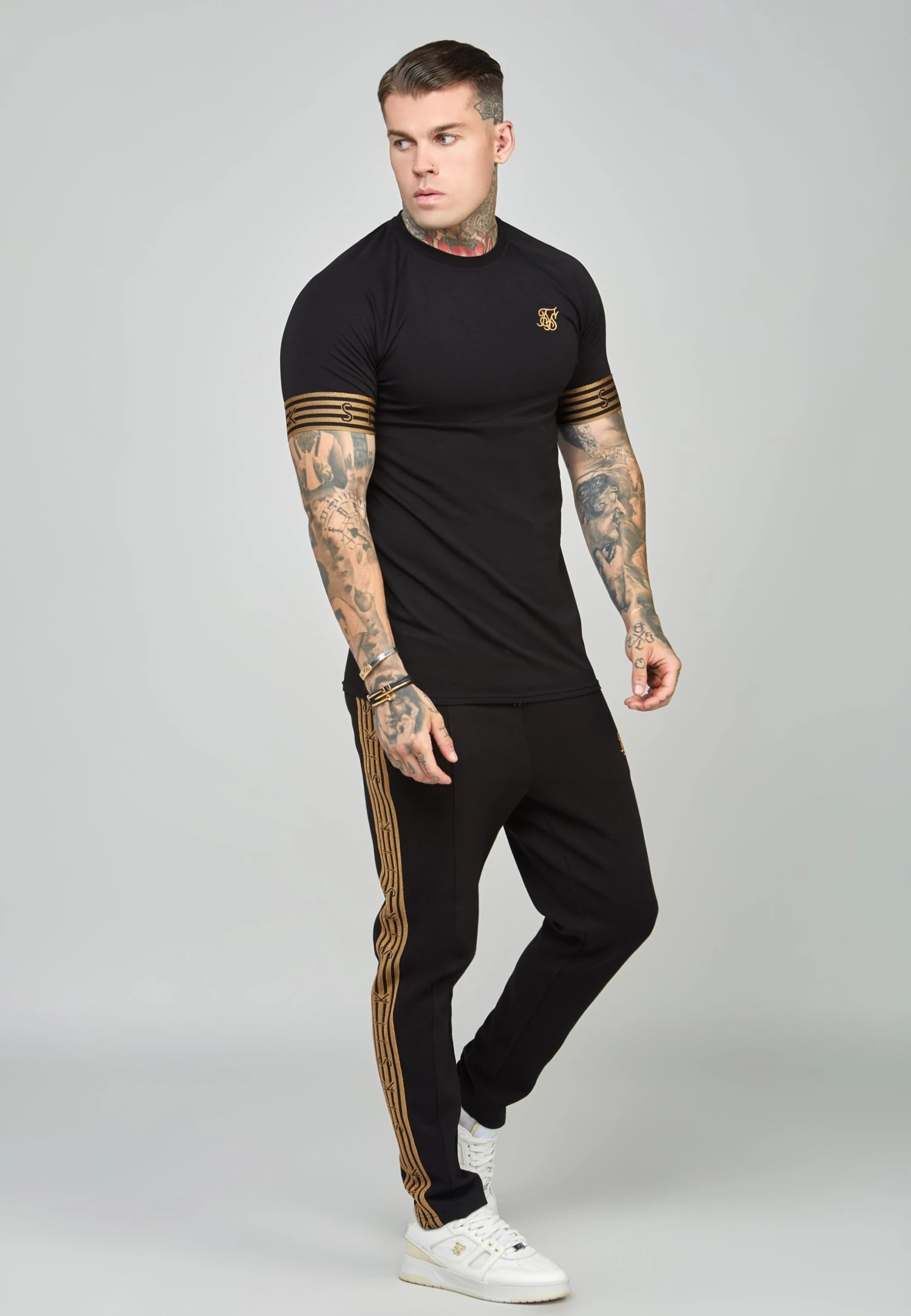 SikSilk Elastic Cuffed- T-Shirt Print - Black - Afbeelding 2