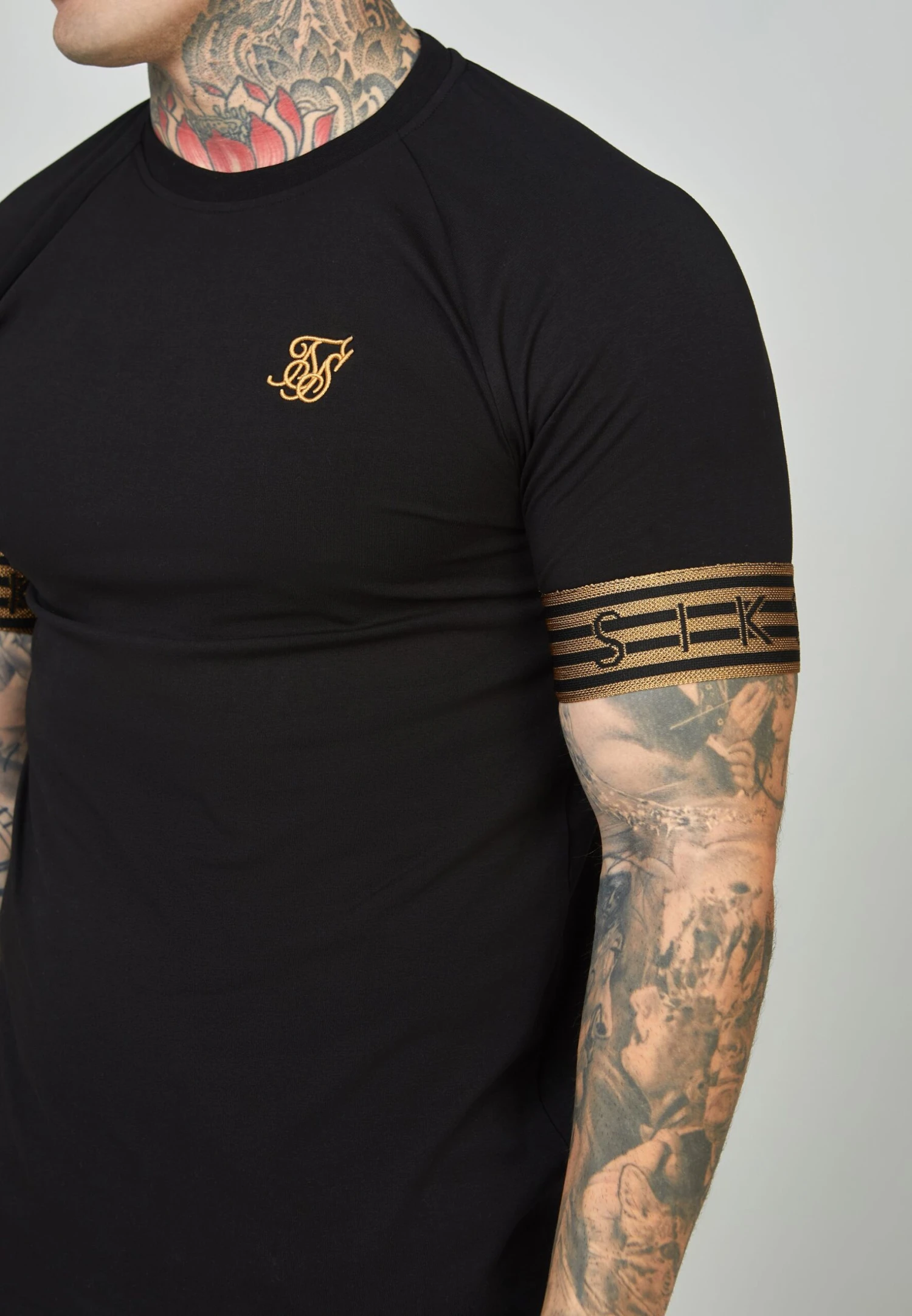SikSilk Elastic Cuffed- T-Shirt Print - Black - Afbeelding 4